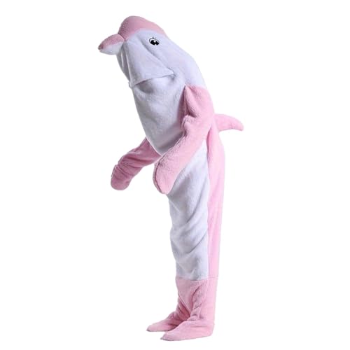 Manta con capucha para adultos, manta de ballena para adultos, cómoda manta con capucha para adultos, disfraz suave y acogedor, manta de dibujos animados para camping, fiestas de pijamas, ver