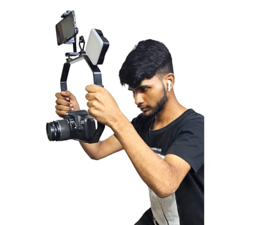 SHOPEE Video Handheld Stabilizer, Four Cold-Shoe Shooting System Camera Rig Support Bracket with Smartphone Holder Vlogging kit Compatible with All Camera Action Camera DSLR Smartphone
