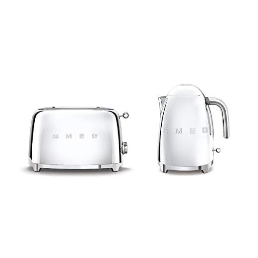Smeg KLF03SSUK 1.7 L – 3 kw vattenkokare och TSF01SSUK brödrost med två skivor i polerat rostfritt stål