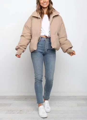 Image of Gihuo Women's Winter Cropped Puffer Jacket Coat Short Warm Quilted Jacket 2026