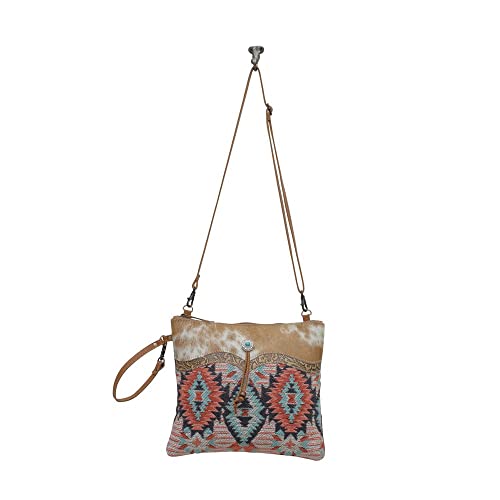 Myra Bag Western Leather Crossbody Bag for Women - Upcycled Canvas Shoulder Bag Rose Dash4