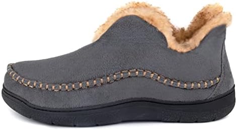 Wishcotton Men's Microsuede Fuzzy Warm Fleece Lining Moccasin Slippers Cozy Memory Foam Indoor Outdoor House Shoes