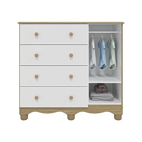 Quarto de Bebê Completo com Guarda Roupa 3 Portas Cômoda com Janela e 1 Berço Mimo Espresso Móveis