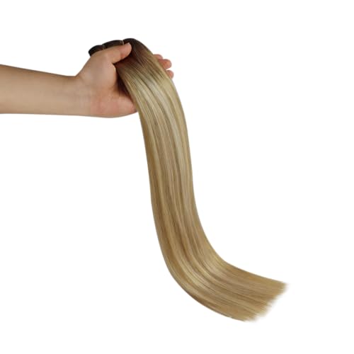 Image of Full Shine Invisible Weft Hair Extensions 16 Inch 105G Balayage Hair Weft