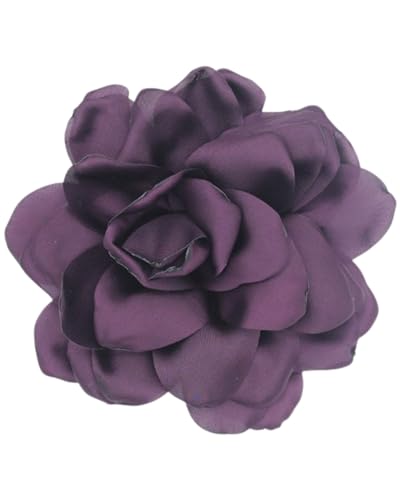 LOZTBUE 1 pezzo spilla fiore rosa, spilla mussola grande, fermaglio per capelli, classico, elegante, fatto a mano, spilla fiore, adatto per matrimonio, festa, danza(Viola)