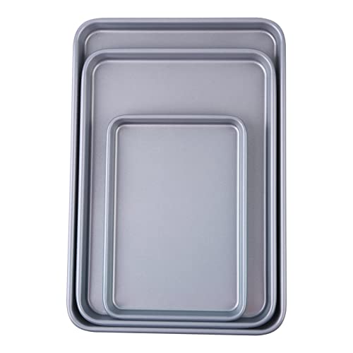 Plaques de cuisson pour four lot de 3 dimensions 24 33 et 38 cm gris clair