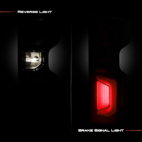 Image of AKKON - Fits 2019-2024 Chevy Silverado 1500 2500HD 3500HD [LED Type] Tube DRL Brake Signal Black Housing Tail Lights Pair