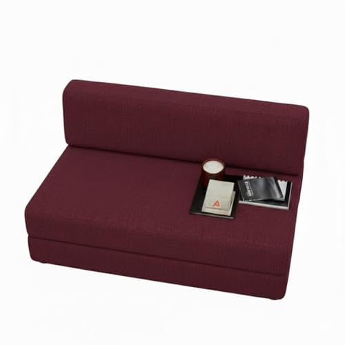 Image of PUM PUM Foldable Sofa Cum Bed | EPE Foam 2 Seater Floor Sofa | Premium Jute Fabric | Space-Saving Furniture for Living Room & Bedroom |36 Inch Width,Maroon