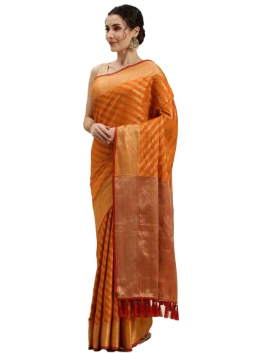 Image of Panzora Women's Banarasi Silk Woven Zari Work Saree With Unstitched Blouse Piece