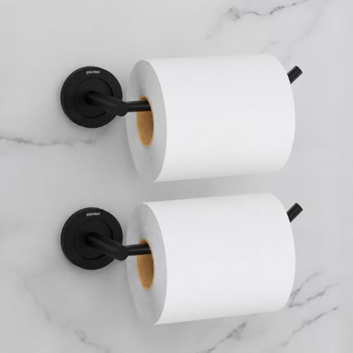 Image of Plantex Stainless Steel Black Powder Coating Bathroom Toilet Paper Holder /Toilet Tissue Holder for Washroom /Kitchen /Bathroom Accessories - Pack of 2 (Black)