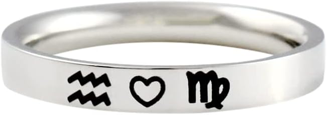 Zodiacs Love Stainless Steel Ring, Custom Astrology Zodiac Gift, Capricorn Aquarius Pisces Aries Taurus Gemini Cancer Leo Virgo Libra Scorpio Sagittarius, Couples Valentines Personalized Birthday Gift