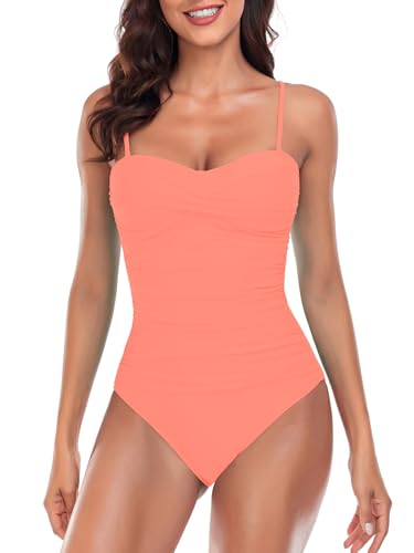 Image of RELLECIGA Women's Twist Front Shirred One Piece Swimsuit