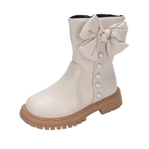 Girls Boots Cute Bowknot Dress Boots Anti Slip Low Heel Boots Fashion Comfortable Cowgirl Boots Winter Warm Shoes