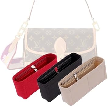 Bag Organizer for LV Diane Handbag 24L x 15H x 9D cm Beige, Style B Side Zipper
