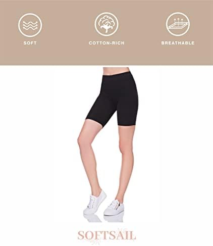 SOFTSAIL Womens 1/2 Cotton Rich Leggings Solid Shorts Active Sport Casual Over-Knee Cycling Pants Sizes 8-28 LK