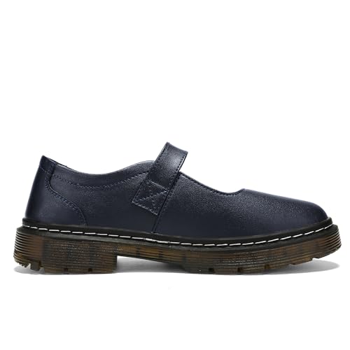 Image of Women's Mary Jane Flat Shoes Comfort Platform Buckle Ankle Strap Flats Breathable Slip On Lightweight Office Work Shoes Navy Blue,8 US