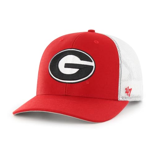 47 NCAA Unisex-Adult Trucker Mesh Adjustable Snapback Hat Cap One Size (US, Alpha, One Size, Georgia Bulldogs - Red)