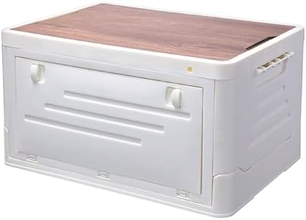 Outdoor Waterproof Storage Deck Box with Lids - Foldable Wooden Top for Picnics, Hiking, & Car Trunks - Large Capacity Outdoor Storage Solution (Apricot Color)