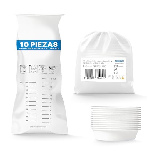 10x ARNOMED bolsas vomito coche niños, bolsas mareo viaje niño LDPE herméticas, bolsa vomito coche con anilla, bolsas para mareo de 2000ml