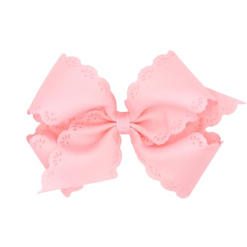 Lazos para el pelo con ojal de grogrén floral rosa claro Wee Ones de tamaño King pequeño