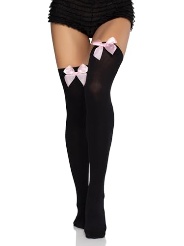 Leg Avenue womens Satin Bow Accent Thigh Highs