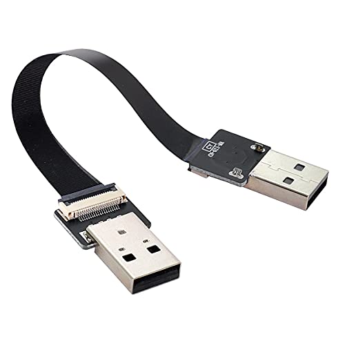 cablecc USB 2.0 Type-A Male to Type-A Male Data Flat Slim FPC Cable for FPV & Disk & Scanner & Printer 20cm