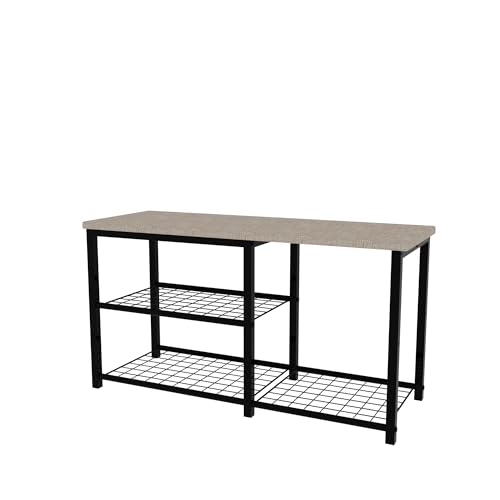 Shoe Bench for Entryway, 3-Tiers Shoe Bench, Storage Organization with Seat, Metal Frame, for Entryway, Living Room, Black