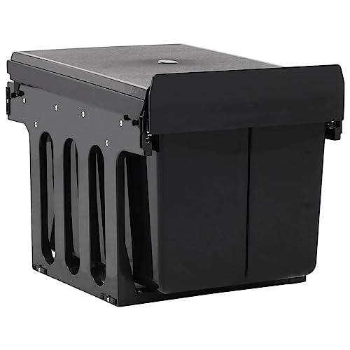 vidaXL Cubo de Basura Extraíble en Armario de Cocina con Cierre Suave, Papelera con Rieles, Contenedor de Basura, Cubo de Reciclaje para Hogar, 48 L