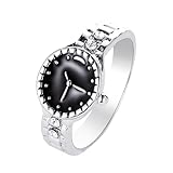 osiuujkw Anelli alla moda, orologio creativo e minimalista, regalo per donne e ragazze, compleanno, Natale, festa, anello creativo e minimalista, orologio di cristallo