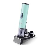 Dash Serve & Preserve Wine Set – Rechargeable Electric Wine Preservation System – Wine Bottle Opener, Vacuum Sealer, 2 Reusable Caps + Charging Base – Aqua