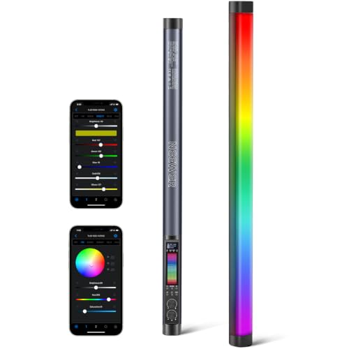 NEEWER TL60 RGB Tube Light 20W Full Color LED Video Wand APP/2.4G/DMX Control 7 Pixel Effects 2500-10000K CRI97+ Radio Frequency with Adapter Mount Cable Bag