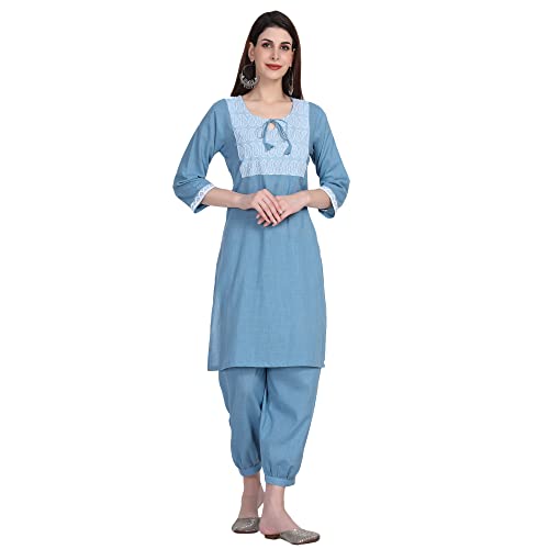 Image of Women Kurti Set With Salwar | Cotton Short Kurta