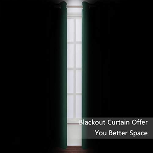 Image of LEMOMO Dark Green Thermal Blackout Curtains /52 x 72 Inch /Set of 2 Panels Room Darkening Curtains for Bedroom