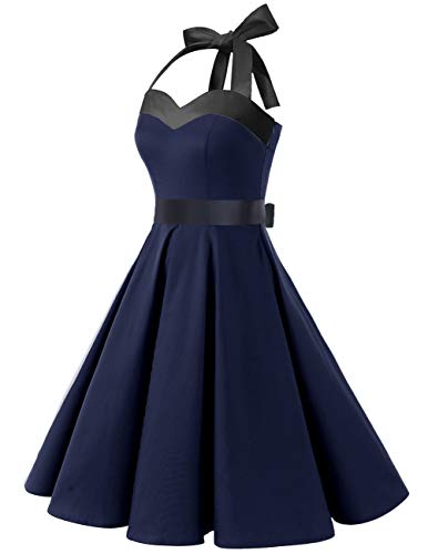 Image of DRESSTELLS Women's Vintage 1950s Cocktail Dress, Retro Tea Party Halter Swing Dresses