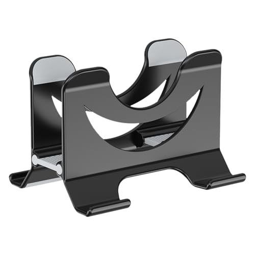 Support vertical pour ordinateur portable - Support de station d'accueil réglable - Organiseur antidérapant pour le stockage de la zone de travail - Alliage d'aluminium brossé - Large matériau de base