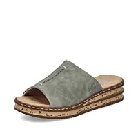 Rieker Damen Pantoletten 62905, Frauen Slipper,Schlupfschuhe,schluepfschuhe,Slip-ons,Backless Slipper,Gartenschuhe,grün (53),39 EU / 6 UK