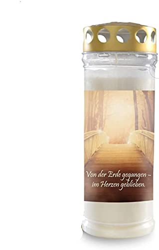 Grabkerze Kimiza mit liebevollen Motiven und 7 Tagen Brenndauer