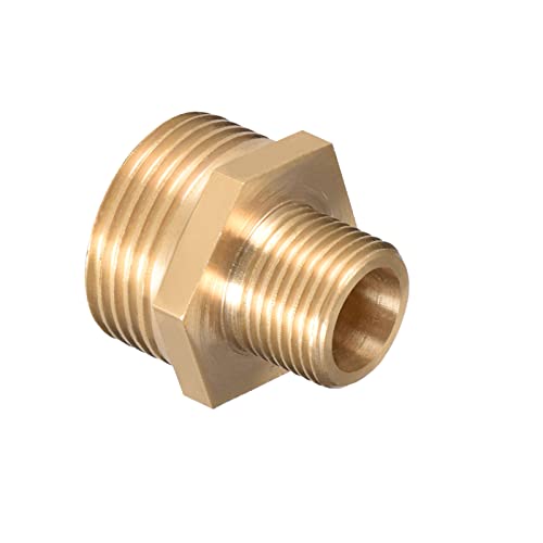 M METERXITY Außengewinde Rohrleitung Fitting - Sechskant G3/8 Männlich x G3/4 Außengewinde Rohrleitung Fitting Schnell Kuppler Adapter Anwendung Luft Kompressor (10.5mm Gold Ton)