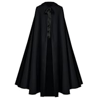 Proumhang Halloween -Kapuze -Umhang für Erwachsene -Renaissance mittelalterliche Hexe Kapkostüm für Männer & Frauen,Hobbit Cosplay Short Cape 130cm Schwarz