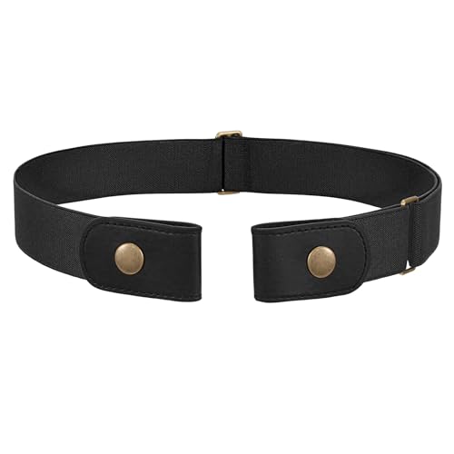 SANSTHS Gürtel Ohne Schnalle Damen Herren Elastischer Stretch Justierbarer Unsichtbare Gürtel Elastisch (1 PC B-schwarz, S:Für Taillenumfang 65-105CM)