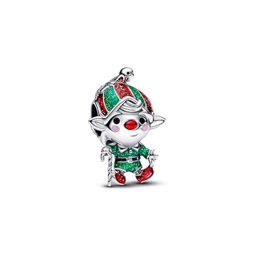 Christmas Elf Charm 925 Silver Charm Compatible with Pandora Charms Trollbeads Chamilia Biagi and Many Other UK Charm Bracelets.