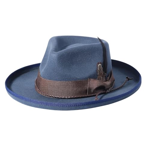 Handmade Wool Fedora Hat for Men Luxury Wide Brim Trilby Hat