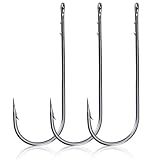 Dr.Fish 50 Pack Straight Shank Worm Hooks Round Bend Bass Fishing Hooks Freshwater Baitholder Soft Plastics Hook for Texas Carolina Rig Drop Shot Rig 4/0