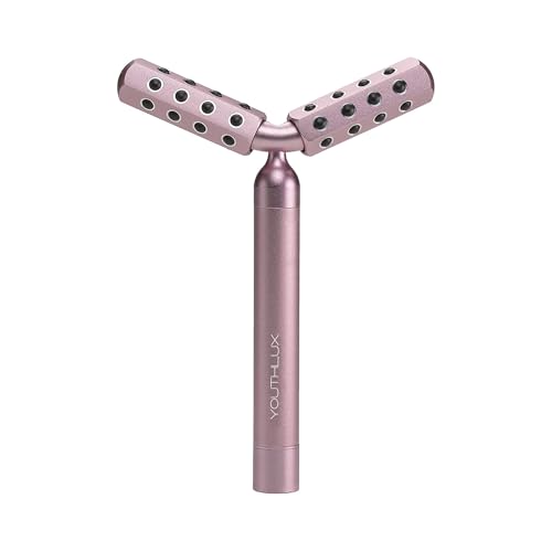 YOUTHLUX Revolution Roller - Germanium Stone Uplifting Face/Body Beauty Massage Tool/Roller/Wand for Skin Tightening/Firming, De-Puffing, Anti-Aging (Rose Gold)