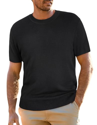 Arach&Cloz Mens Wool Blend Loose Fit Sweater Ultra Soft 2025 Spring Bottoming Crewneck Fashion Pullover