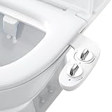 Non-Electric Bidet Attachment for Toilet - Self-Cleaning Dual Nozzle Hygienic Bidet, Adjustable Water Pressure & Brass Inlet, Rear/Hip & Feminine Women's Wash Toilet Seat Attachment