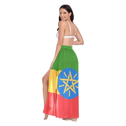 GuoChe Falda de natación para mujer, pareo, traje de baño, ropa de playa, ropa de club, talla M, bandera nacional de Etiopía