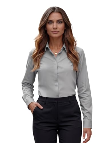 Image of Style Quotient Women Black Cotton Blend Formal Long Sleeve Shirt