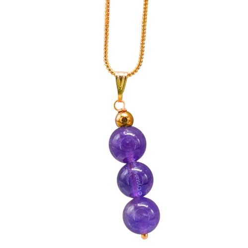 Image of Certified Crystal Pendant Necklace for Women - Original Crystals for Women, Natural Healing Crystal Stone Necklace for Women with Authenticity Certificate (Beads Bar, Gold)