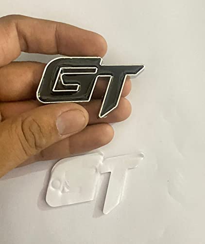 Image of Emblems for Car & Bike Metal Lo.go and Grill Me.tal Lo.go, Auto Accessories for Car Emblem 3D Badge Auto Racing Sport Sticker Grand Tourer Decal. (GT Chrome Black Logo)